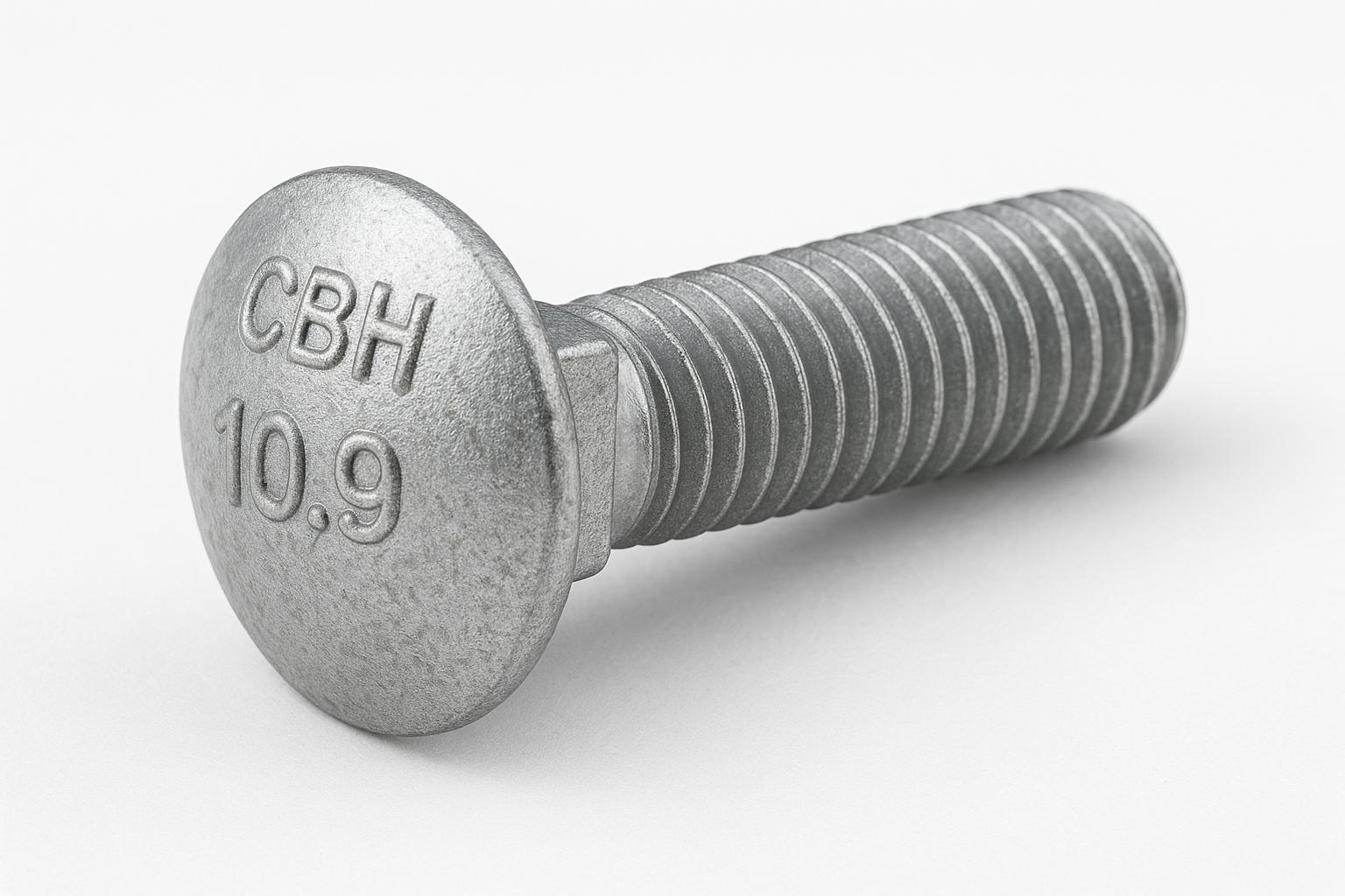ROUND HEAD SQUARE NECK CARRIAGE BOLT-(DIN 603)-HALF THREAD-M5 X 0.8 X 16M-GRADE 10.9-WZP